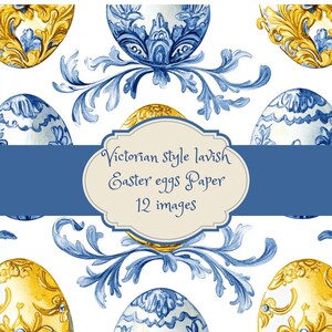 Victorian style Easter eggs, Seamless Pattern in Soft Watercolor Style - Perfect for Digital Paper and Gift Wrap