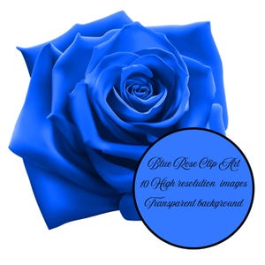 Clip Art Collection of 10 Unique Blue Roses for Clipart Instant Download and Sublimation Design, PNG images, transparent background