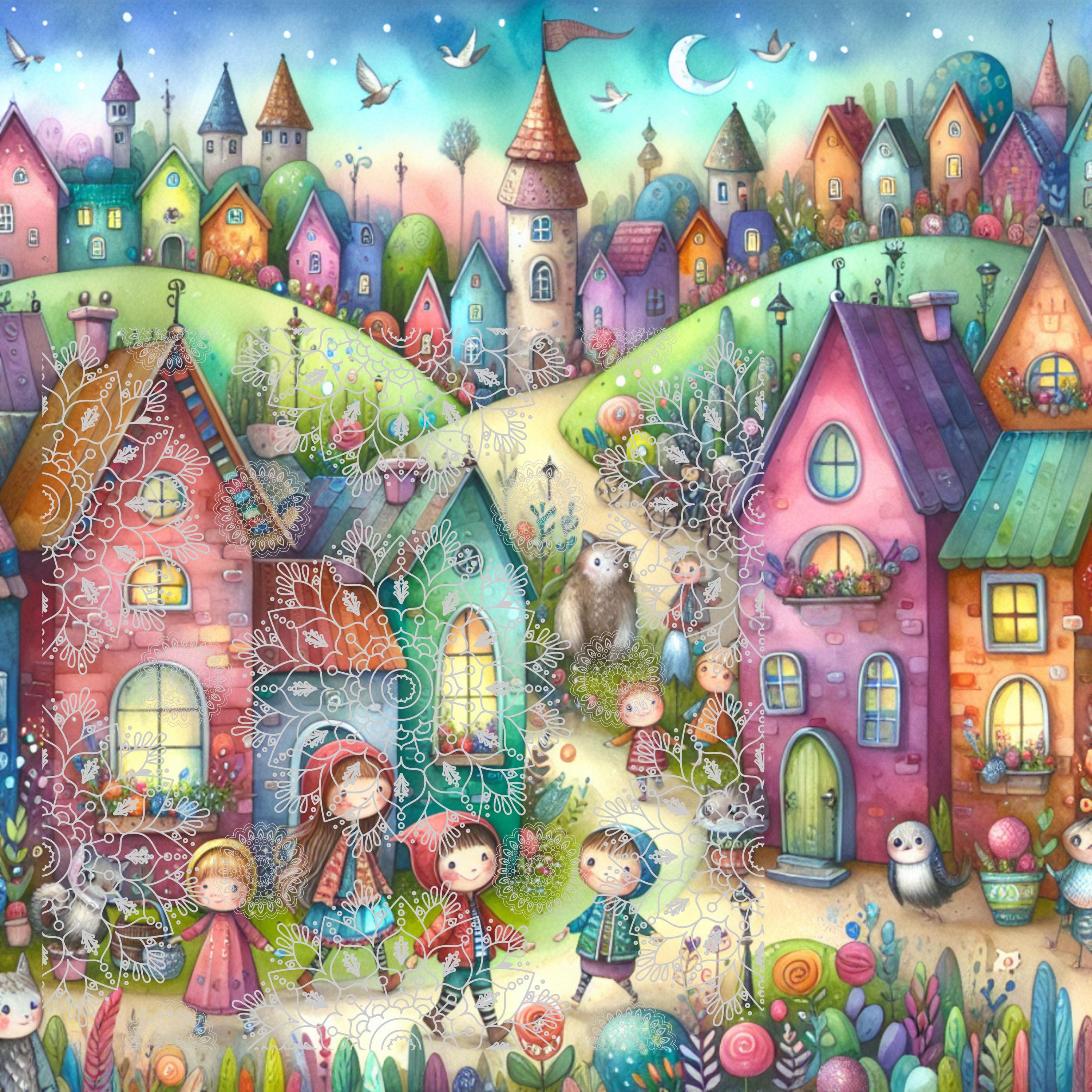 Storybook Village Digital Paper: Whimsical Scenes for Children's Books ...