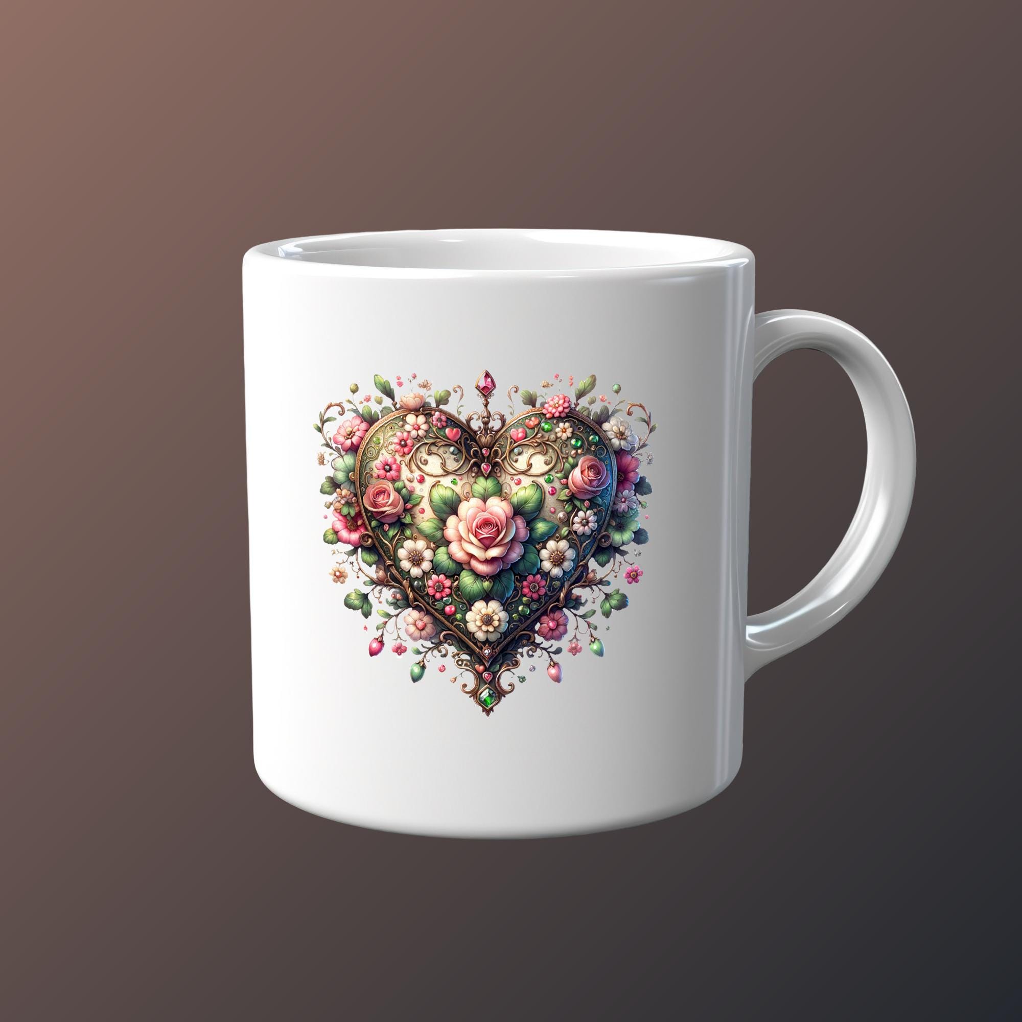 Floral Heart Clip Art Collection: Vibrant Flower Designs (instant ...