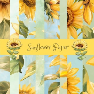 Sunflowers, Digital paper, Spring Sunflowers