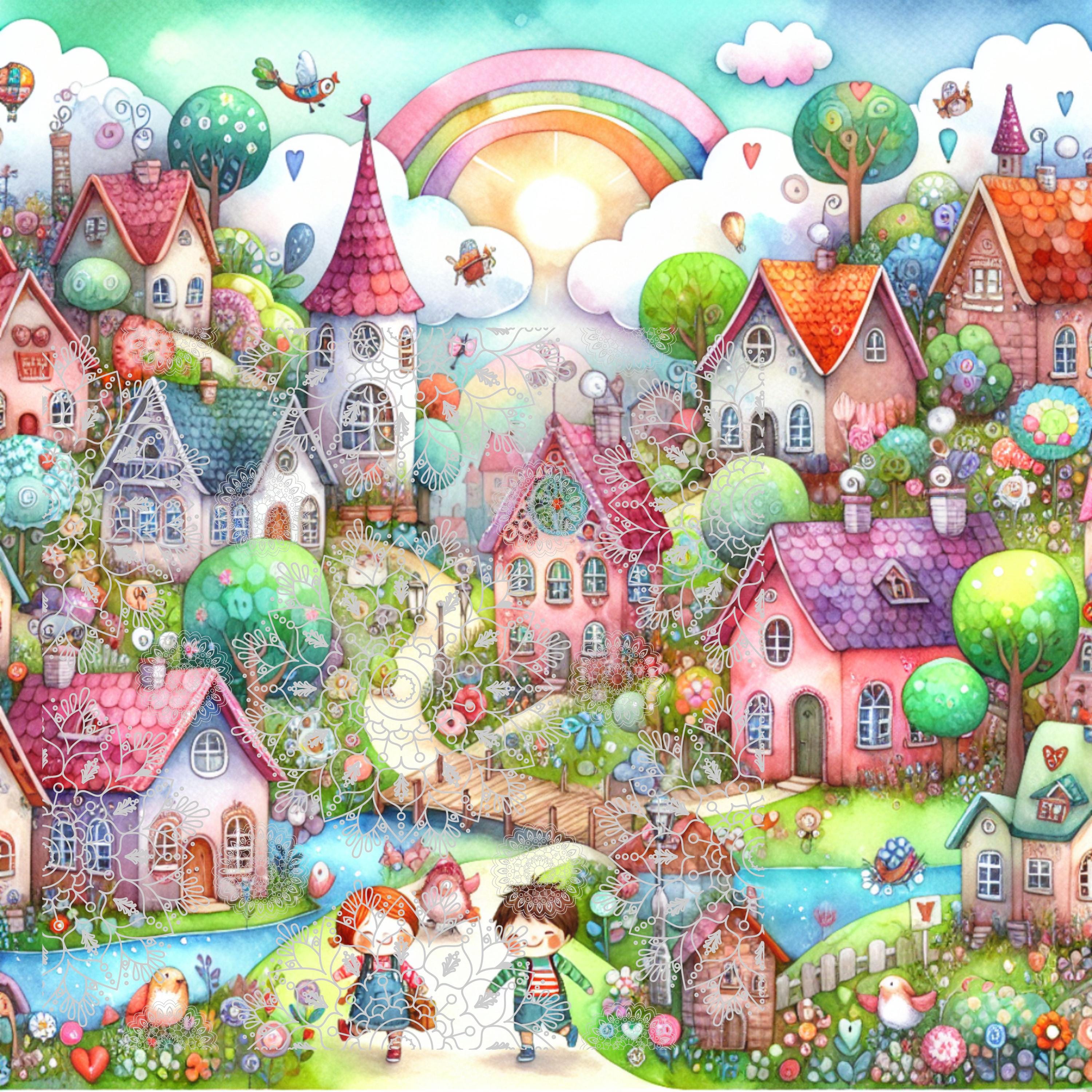 Storybook Village Digital Paper: Whimsical Scenes for Children's Books ...