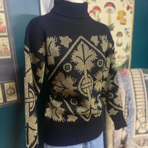Vintage Maggie Knit Metallic Turtleneck Sweater size S/M