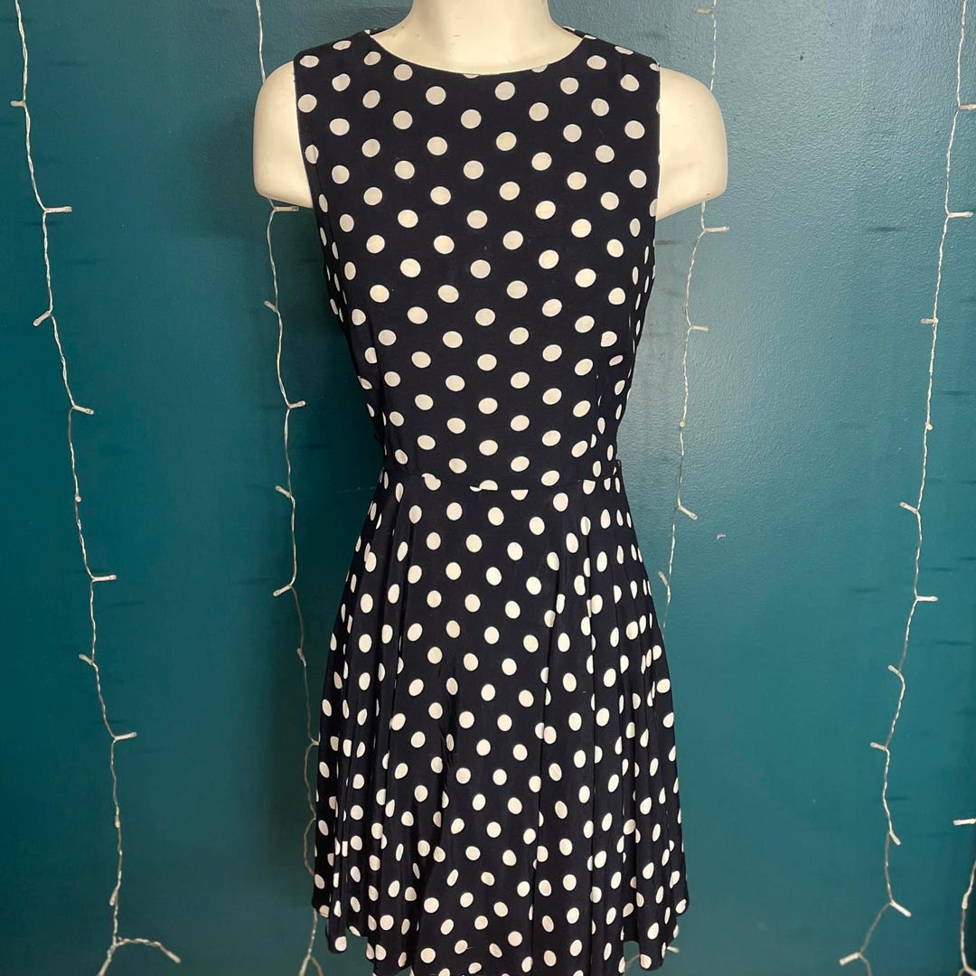 Joseph Ribkoff Navy and White Polka Dot Dress 211027