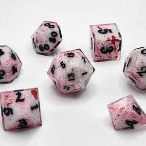 Blood Spatter - Handmade sharp edged resin dice for D&D
