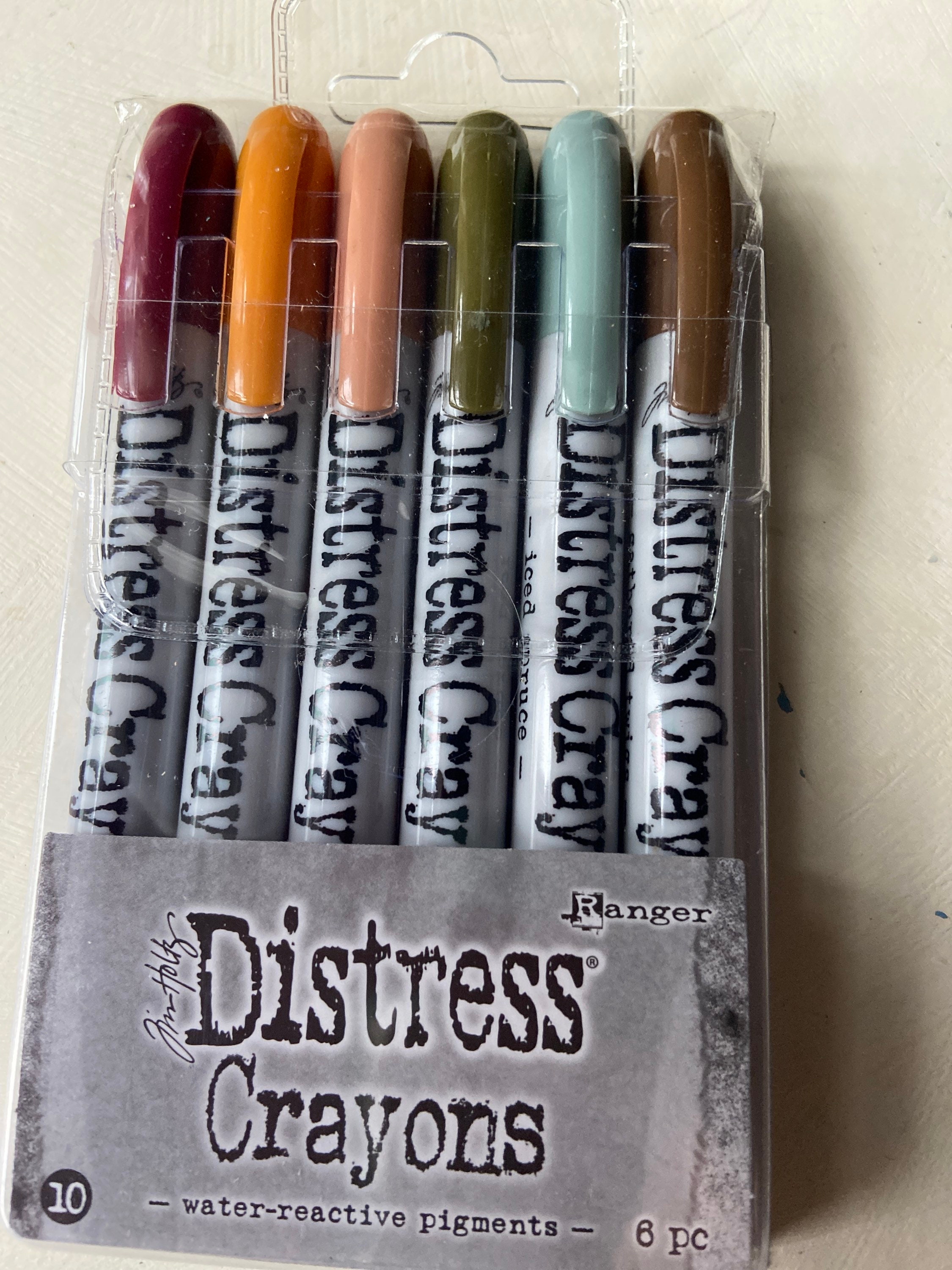 Distress Crayons, 6 in a Pack, Various Colors, Primary Colors
