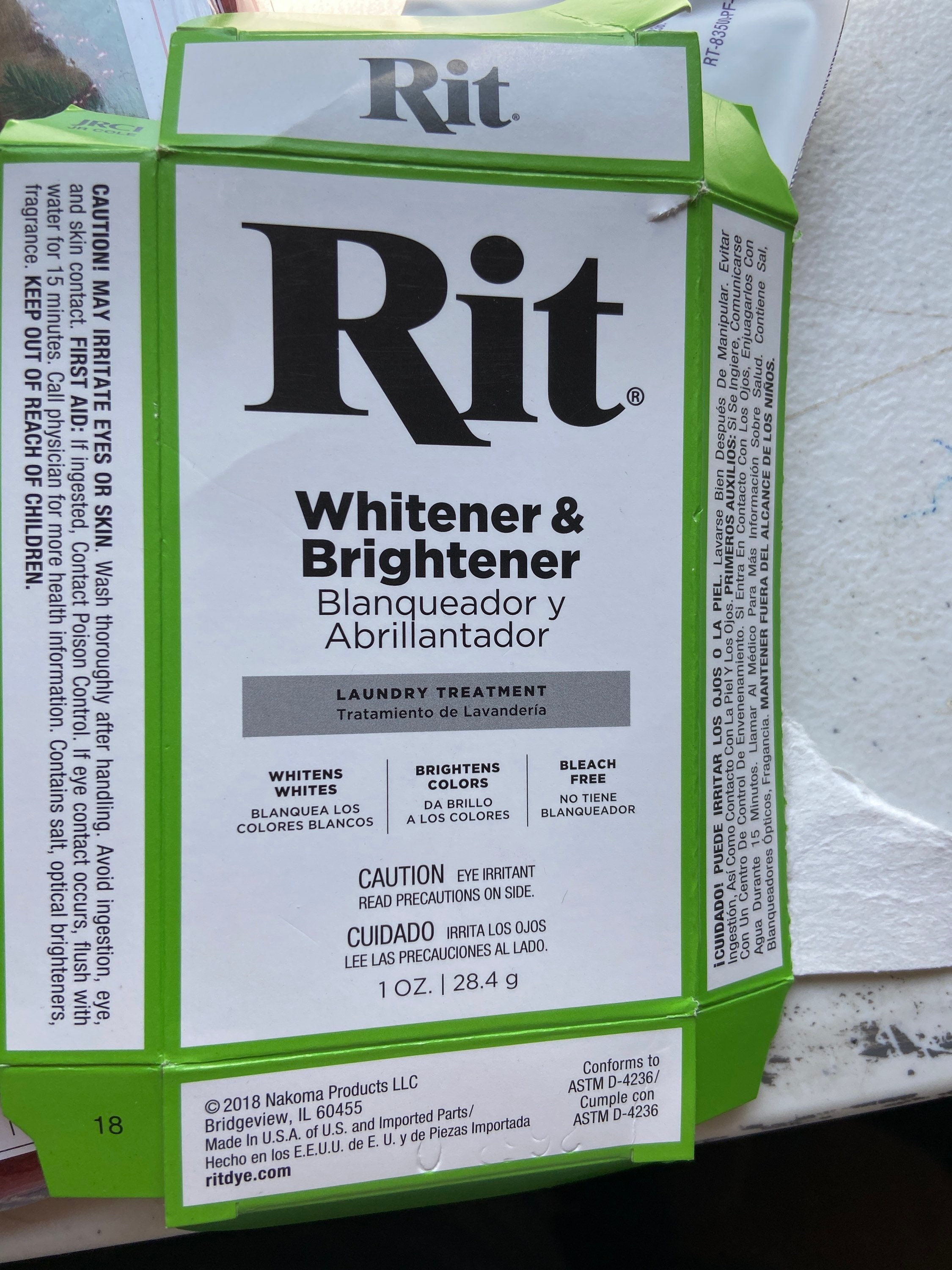 RIT Fabric Whitener and Brightener Powder - 28.4g (1 oz) - Pack of