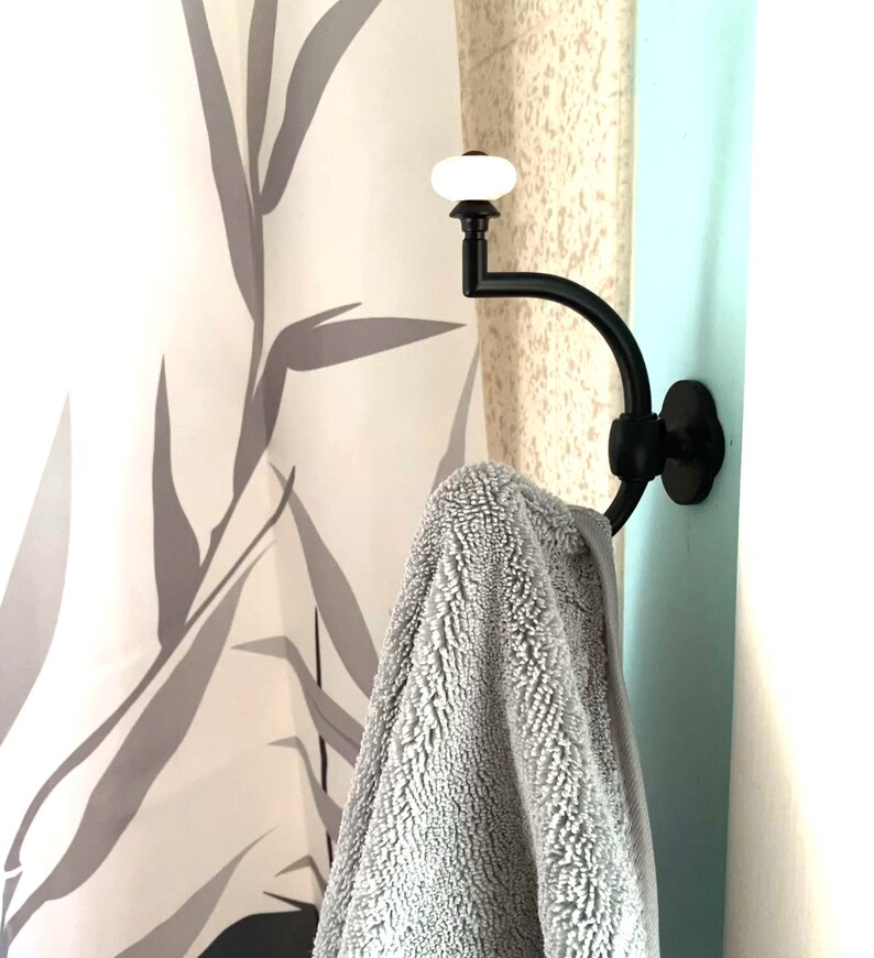 Flat Black Cast Double Front Mount Coat Hook Porcelain Knobs Etsy