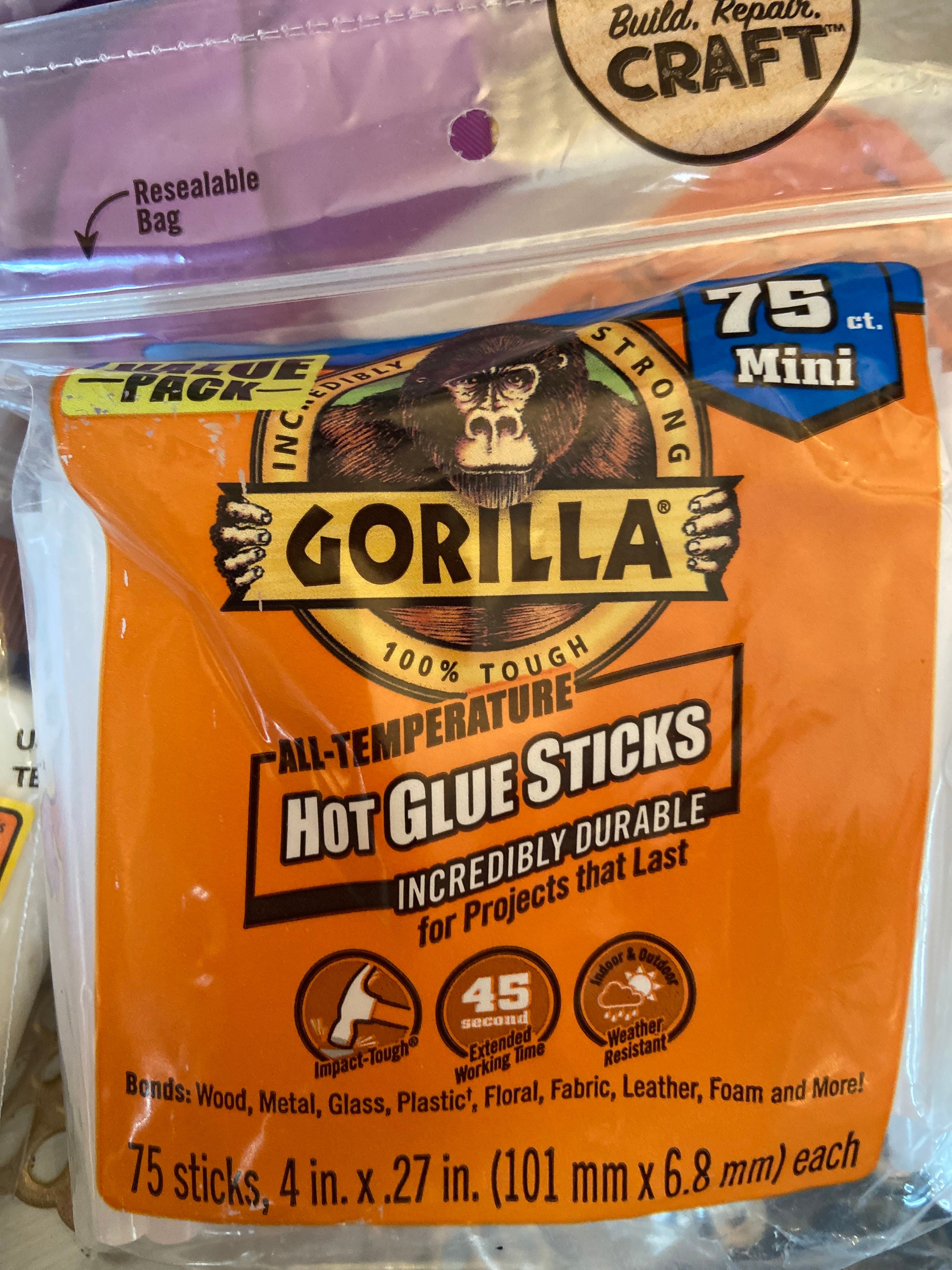 Gorilla Dual Temp Mini Hot Glue Gun Kit with 75 Hot Glue Sticks 27