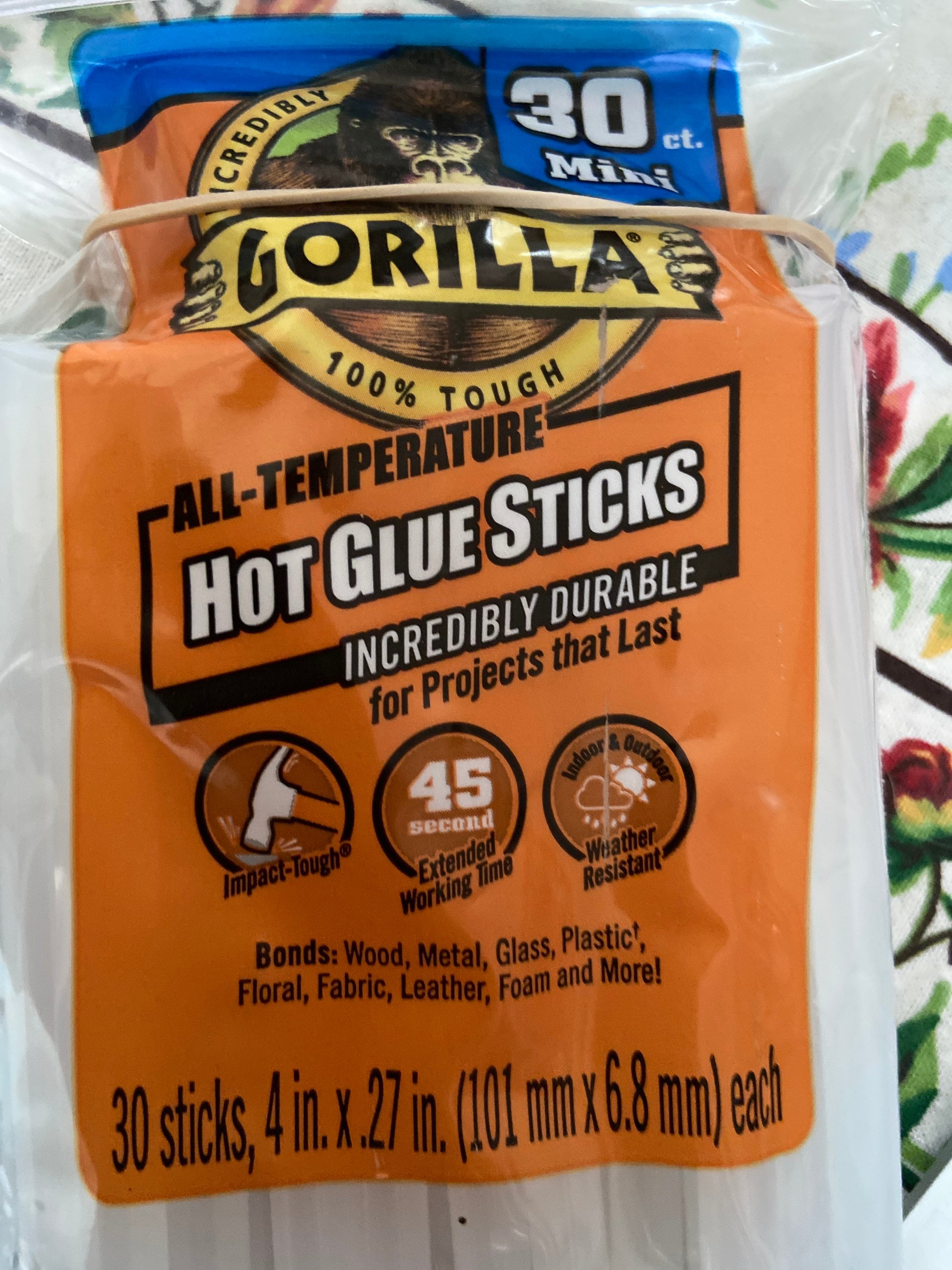 Gorilla Hot Glue Sticks, Full Size, 4 Long x .43 Diameter, 45 Count,  Clear, (Pack of 4)