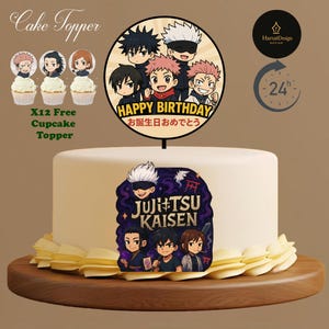 Anime Birthday Cake Toppers: Sorcerer Theme (Digital Download PDF l PNG l ETC)