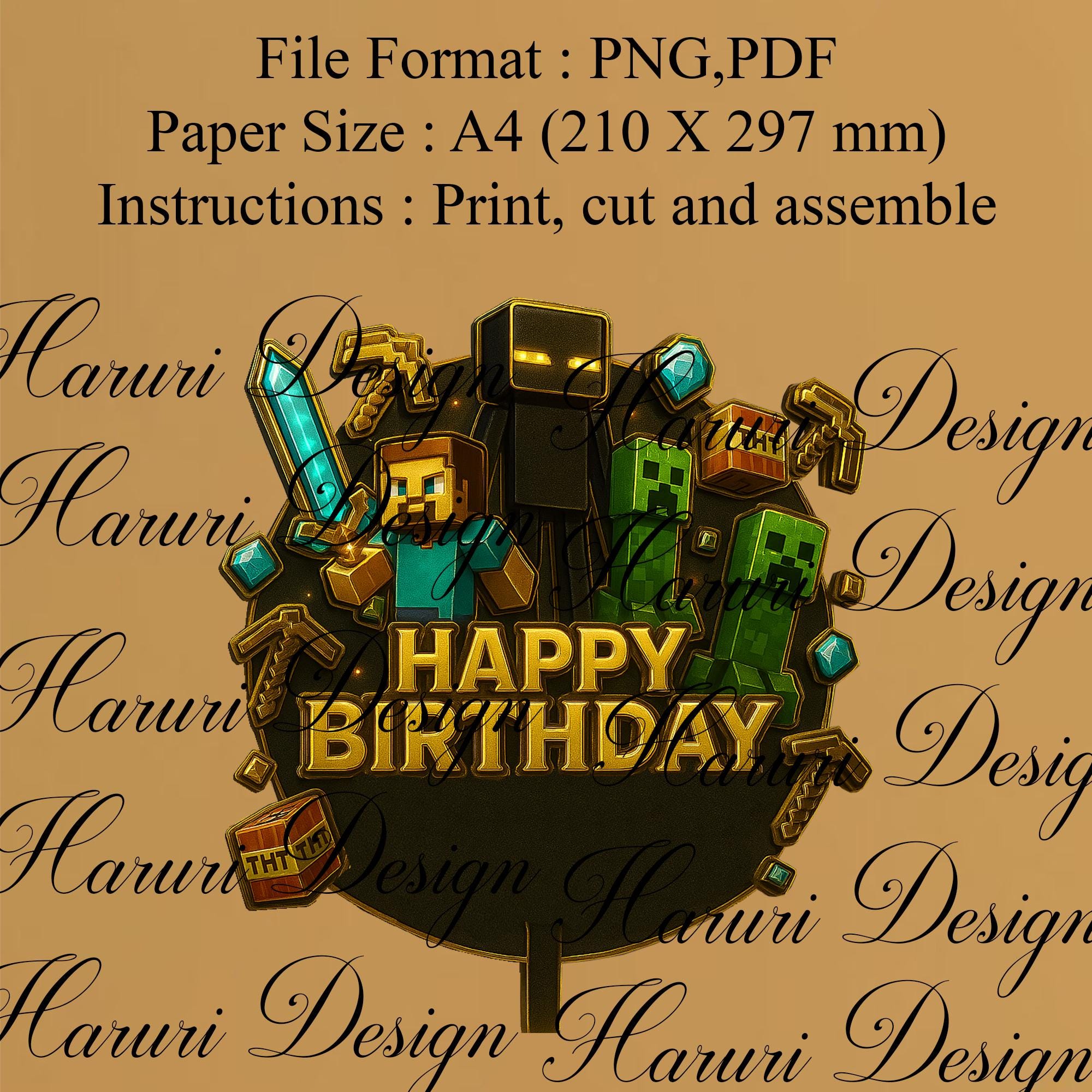 Pixel Style Gamer Cake Topper