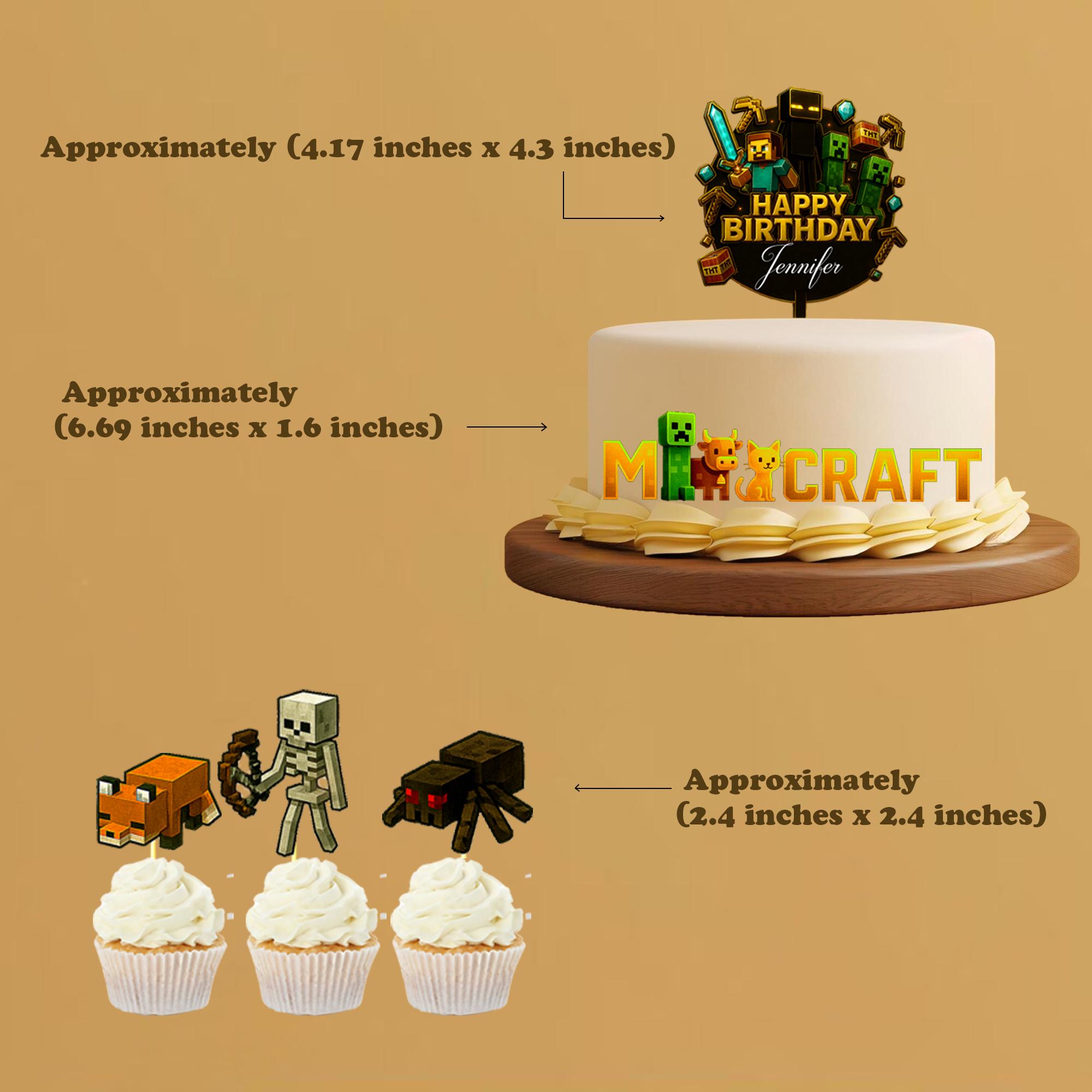 Pixel Style Gamer Cake Topper