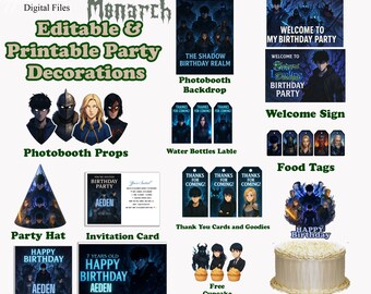 Anime Hunter Birthday Party Bundle: Editable Canva Templates (Digital Download)