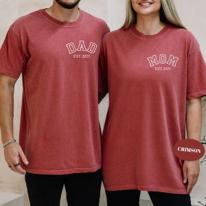 Custom Pocket Family Mom and Dad Comfort Colors® T-shirt, Personalized Mama Dad Shirt, Pregnancy Announcement, Matching Parents Outfit Gifts