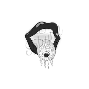Mouth with eyeball on tongue tattoo/print or decor