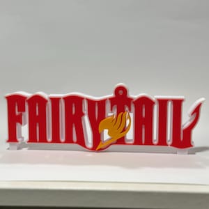 FAIRY TAIL ロゴ 3D プリント | 部屋の装飾用アニメ ウォールアート | デスクや本棚の装飾用日本アート | キュービクル用オタク マーシュ マンガ ギフト