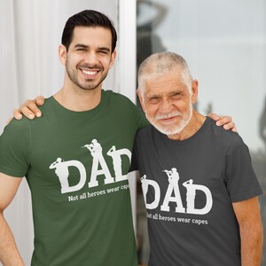 Military Dad Shirt – Custom Father&#39;s Day Gift with Kids&#39; Names & USA Flag – Not All Heroes Wear Capes – Army Dad T-Shirt