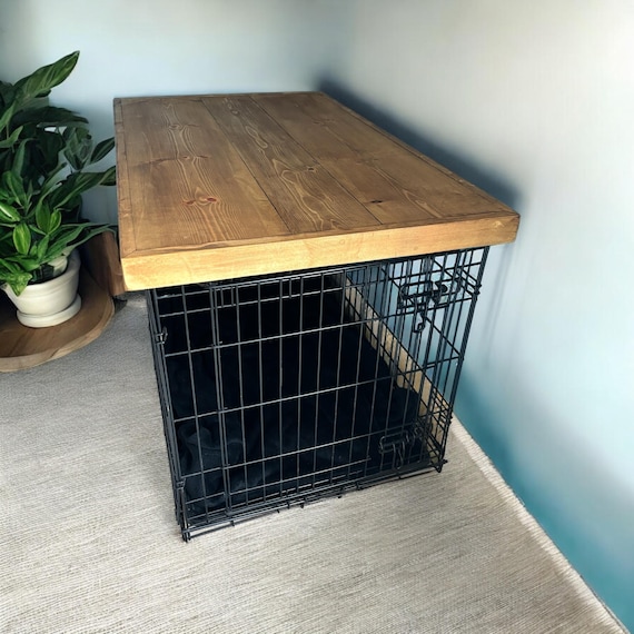 Handmade Wood Dog Crate Topper, Kennel Table Top, Pet Furniture