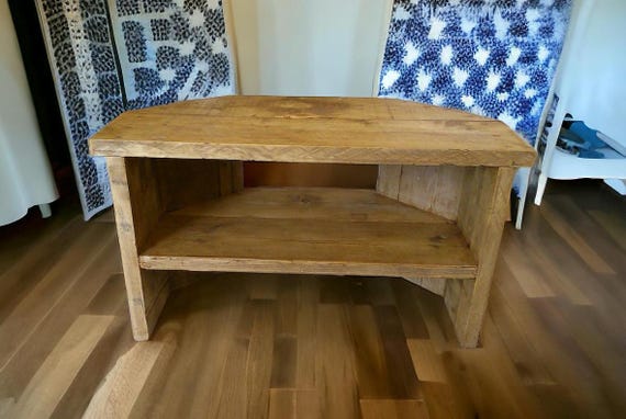 Rustic Handmade Corner Tv Stand with Shelf
