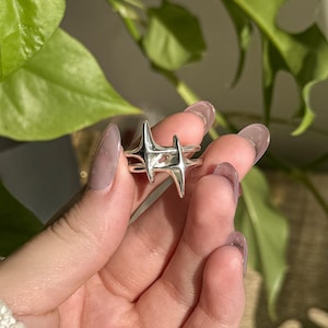 925 sterlingzilveren sterring | Verstelbare statementring | Zilveren ring Shining Star | Leuke ring | Unieke verstelbare ring | Stervormige ring