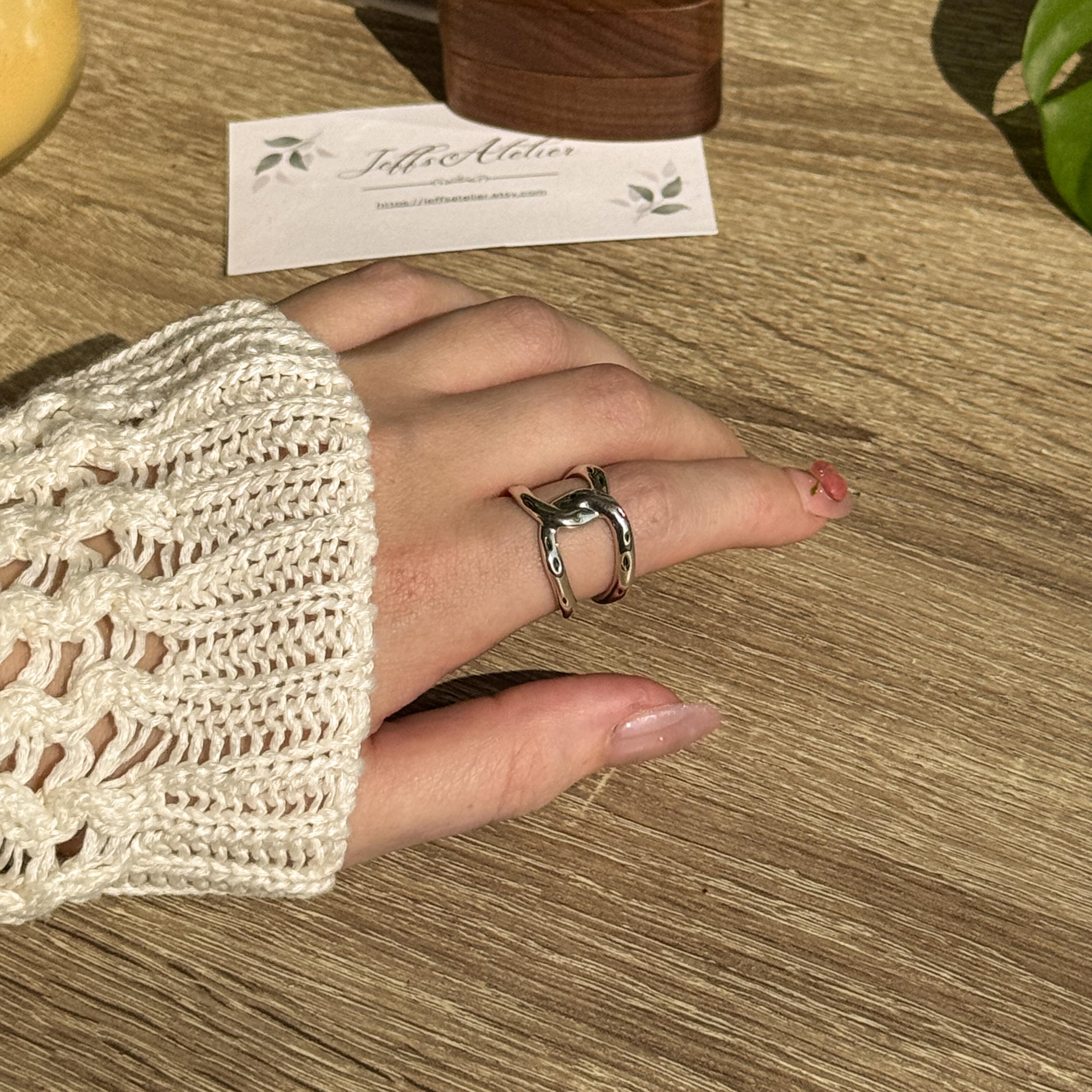 Anello In Argento 925 Con Design A Croce E Torsione - Unisex, Regolabile, Per Uomo E Donna