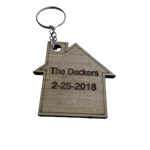 Personalized New Home Wood Laser Cut And Engraved Keyring First Home Keychain House Warming Gift
