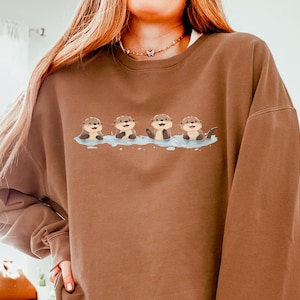 Cute Otter Crewneck Sweatshirt, Gift for Her, Animal Lover, Otter Lover, Aesthetic, Animal