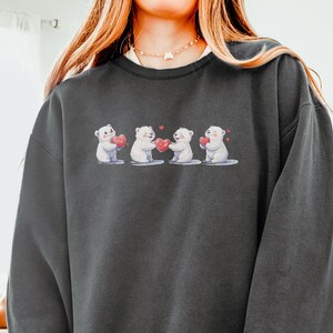 Valentines Day Polar Bear Crewneck, Cute Animal Cozy Gift for Her, Unisex Lightweight, Valentines Gift, Polar Bear, valentines day giftful