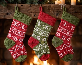 Christmas Stocking Pattern, Knitted Holiday, Socks Knitting Ornaments, Sewing Decor