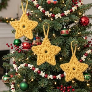 Star Crochet Pattern, Amigurumi Christmas Ornament, Handmade Holiday Tree Decoration