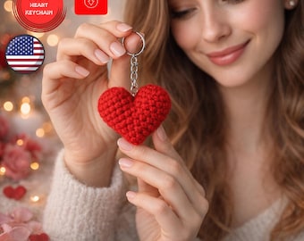 Crochet Heart Keychain Pattern, Valentine’s Day, Love Plush, Accessory Bag Charm, Amigurumi Gift