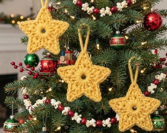 Crochet Christmas Star, Xmas Ornament , snowflakes pattern,  Holiday Gif, Tree Decoration PDF