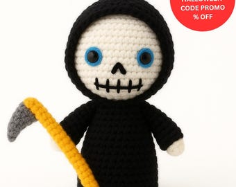 Halloween Grim Reaper Crochet Pattern, Ghost Crochet Amigurumi PDF
