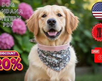 Dog Bandana Sewing Pattern PDF – Reversible DIY Pet Accessory for Stylish Dogs