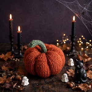 Knitted Pumpkin Pattern, Halloween Fall Home Decor