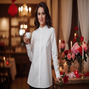 Cartamodello per camicia, camicetta da donna taglie forti, collo alto, moda lenta