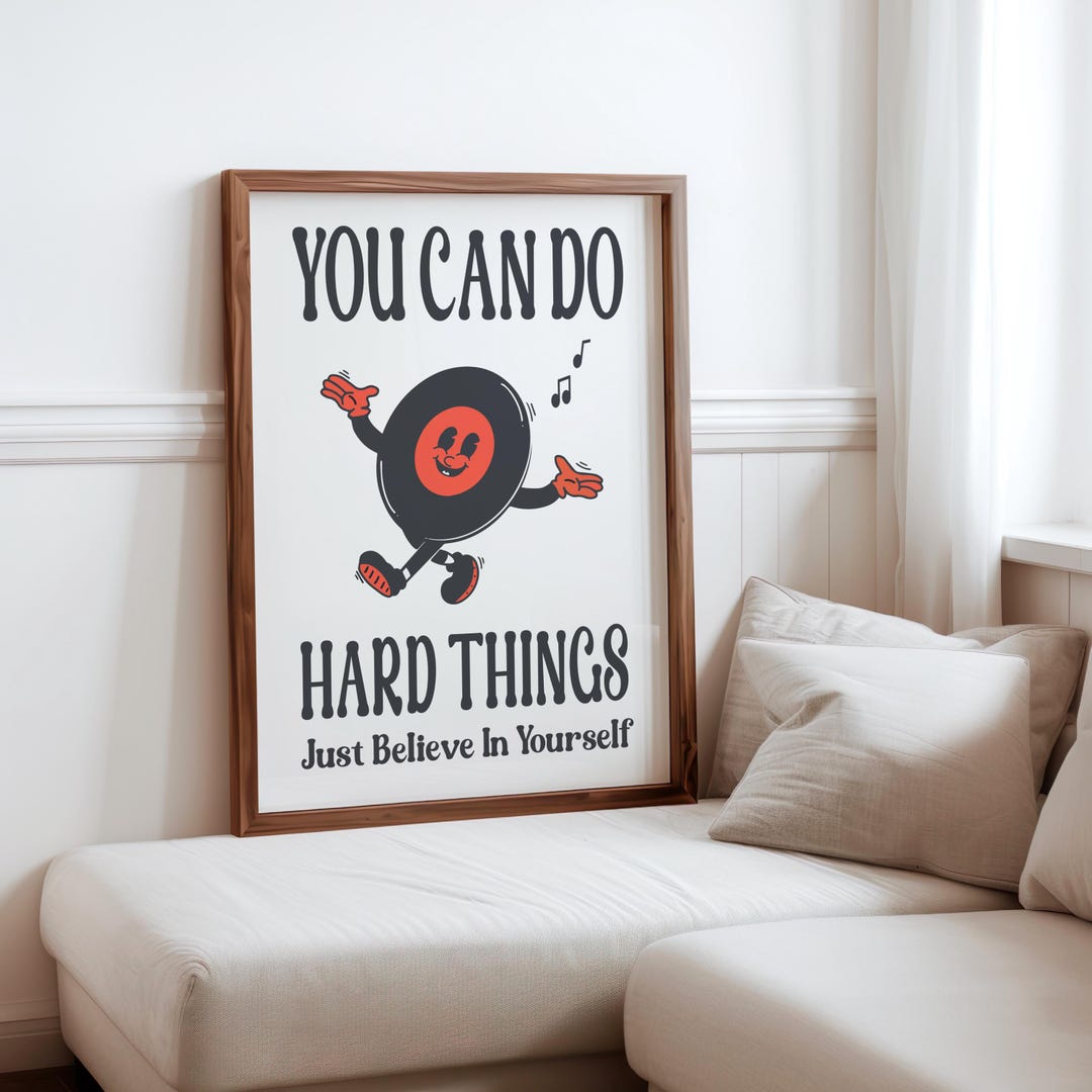 We Can Do Hard Things Poster Retro Motivation Poster Home Office Quote ...