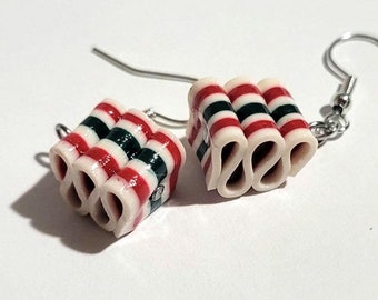 Ribbon Candy Earrings-Old Fashioned Fake Food Miniatures for the Holidays