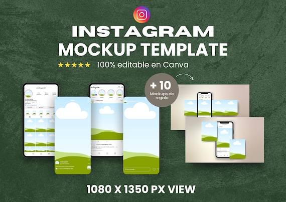 Mockups para Instagram (1080 x 1350 px) + Presentación de Regalo con Mockups para Redes Sociales | Editable en Canva | Social Media Mockup
