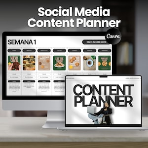 Social Media Content Planner | Editable in Canva | Includes Monthly, Weekly, and Mockups | 2025 Content Calendar