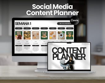 Social Media Content Planner | Editable in Canva | Includes Monthly, Weekly, and Mockups | 2025 Content Calendar