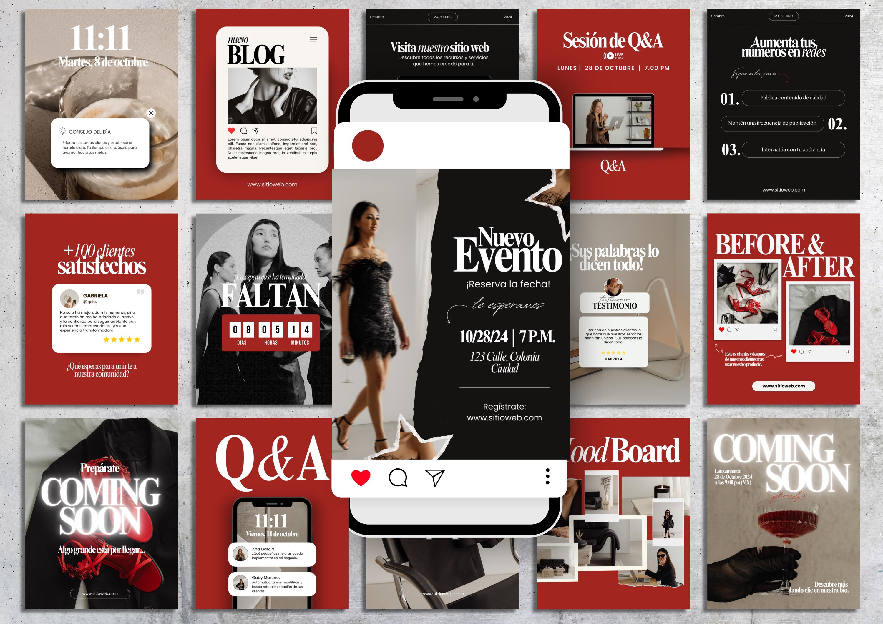 80 Editorial Templates for Instagram Content | Editable Canva | Templates for Entrepreneurs | Instagram Templates 1080 x 1350 px
