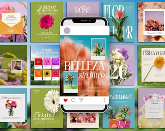 Floral Instagram Templates Canva | Florist Feed Design | Florist Social Media Bundle | Editable Covers 1080x1350 | Editable Floral Posts