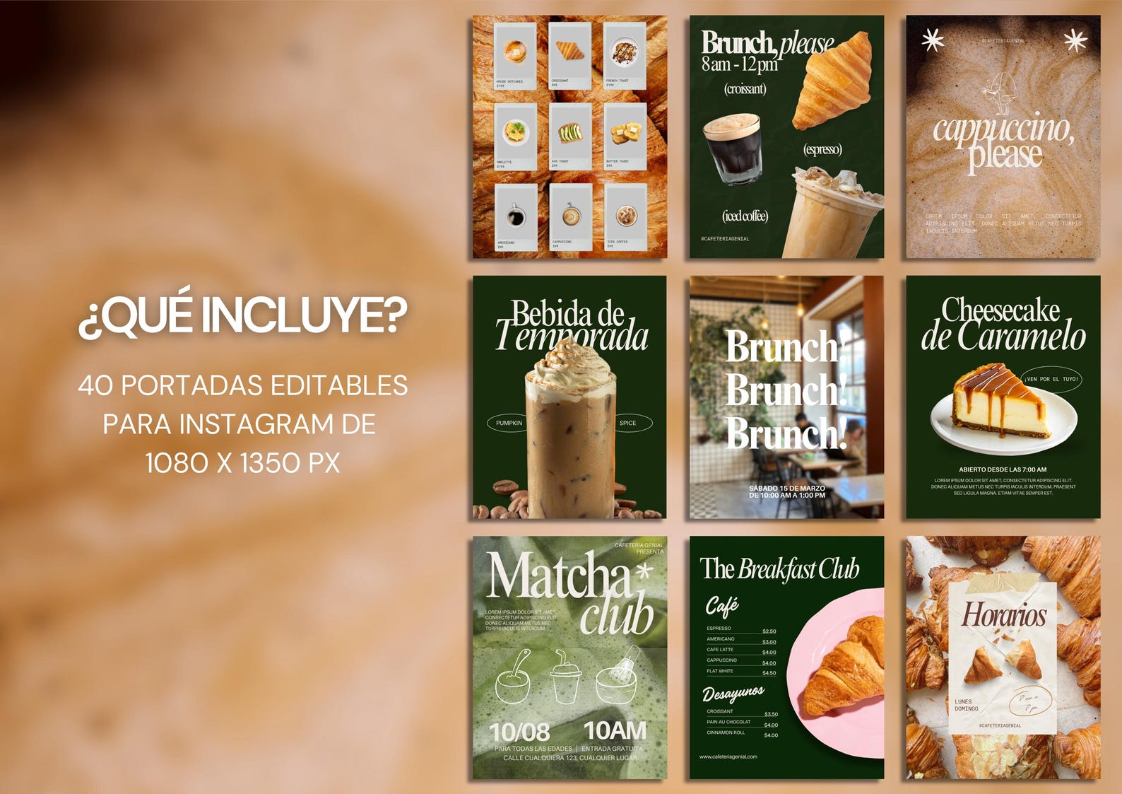 Cafe, Bakery, and Coffee Shop Templates | Editable in Canva | 1080x1350 ...