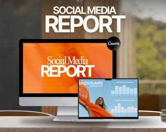 Canva Social Media Report Template | Metrics Report for Instagram, Facebook, and TikTok | for Social Media Managers and Entrepreneurs