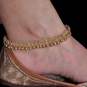 Gold Plated Indian Anklets: Kundan Polki Pearl Bridal Jhanjran Payal