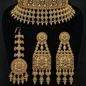 Real Gold finish bridal Choker Set | Traditional Indian Bridal Wedding Jewelry