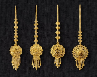 Tikka nupcial indiana banhada a ouro 24K: capacete Punjabi Maangtikka