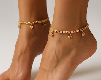 Gold Filled Ghungroo Jhanjran Anklets: Indian Bridal Matte Payal, Waterproof Bells